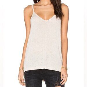 LNA Cabo Tank Top V-neck Side Slit Linen blend Relaxed fit Scour Size Small